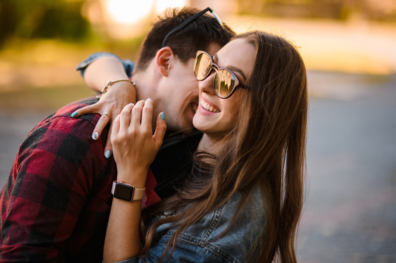 young couple hugging